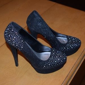 Charlotte Russe Black Rhinestone Platform Stiletto